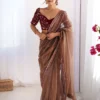 FFD Kitket Net Emboidery Brown Party Wear Saree Wholesale 1 FFD Kitket Net Emboidery Brown Party Wear Saree Wholesale