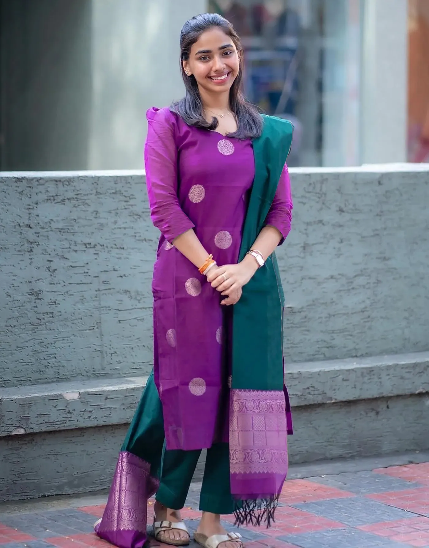 FFD Art Silk Weaving Purple Color Readymade Dress Wholesale