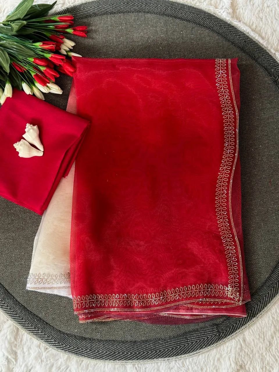 WMS Soft Tissue Organza Party Wear Saree Wholesale