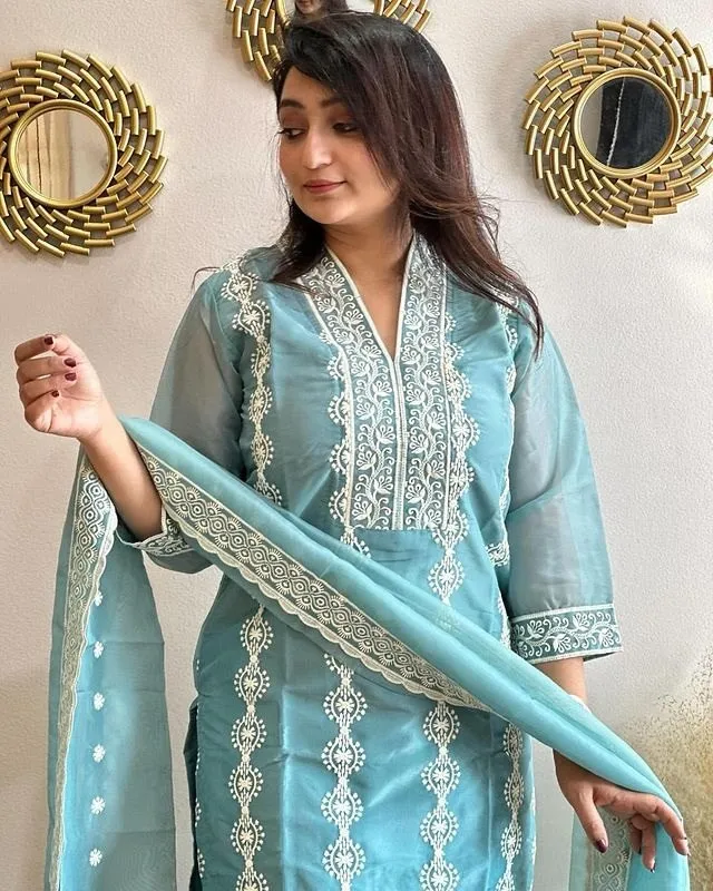 FFD Vichitra Embroidery Sky Blue Readymade Dress Wholesale 4 Stylish FFD Vichitra Embroidery Sky Blue Readymade Dress Wholesale 2026