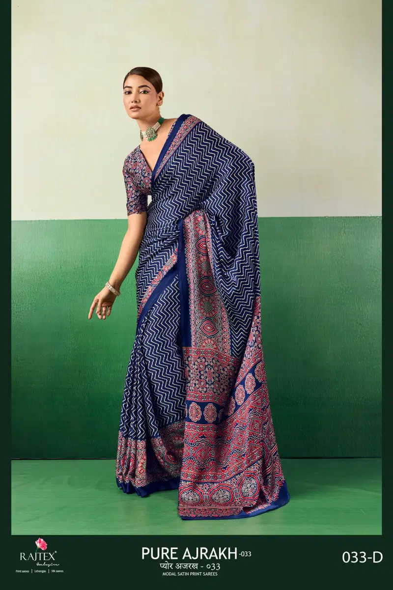 Rajtex Pure Ajrakh 033 Modal Satin Ajrakh Printed Saree Collection Wholesale 5 Rajtex Pure Ajrakh 033 Modal Satin Ajrakh Printed Saree Collection Wholesale