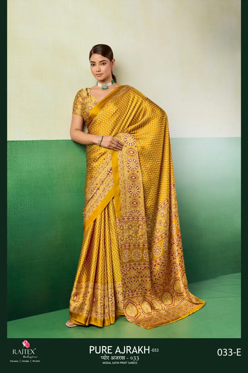 Rajtex Pure Ajrakh 033 Modal Satin Ajrakh Printed Saree Collection Wholesale 7 Rajtex Pure Ajrakh 033 Modal Satin Ajrakh Printed Saree Collection Wholesale