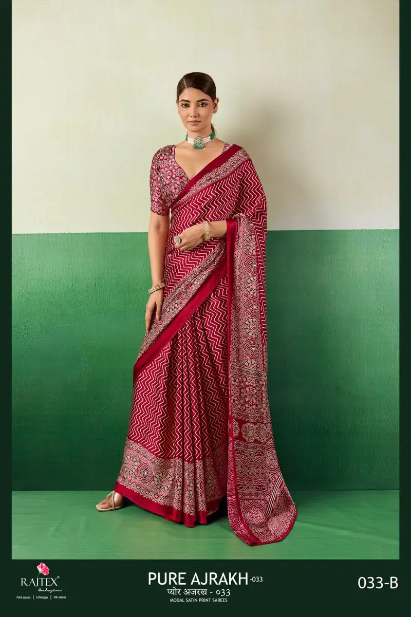 Rajtex Pure Ajrakh 033 Modal Satin Ajrakh Printed Saree Collection Wholesale 8 Rajtex Pure Ajrakh 033 Modal Satin Ajrakh Printed Saree Collection Wholesale