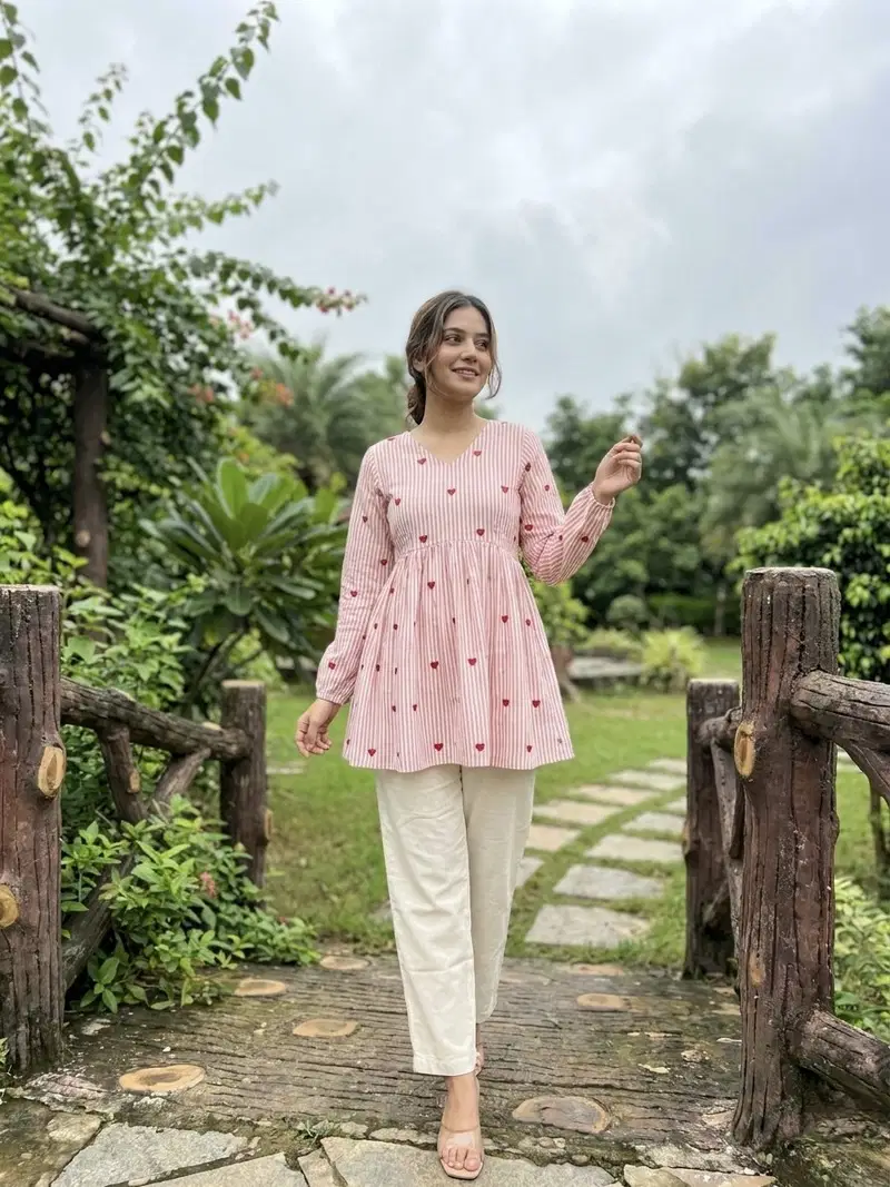 Lw 9337 Cotton Embroidered Tops With Bottom Collection Wholesale