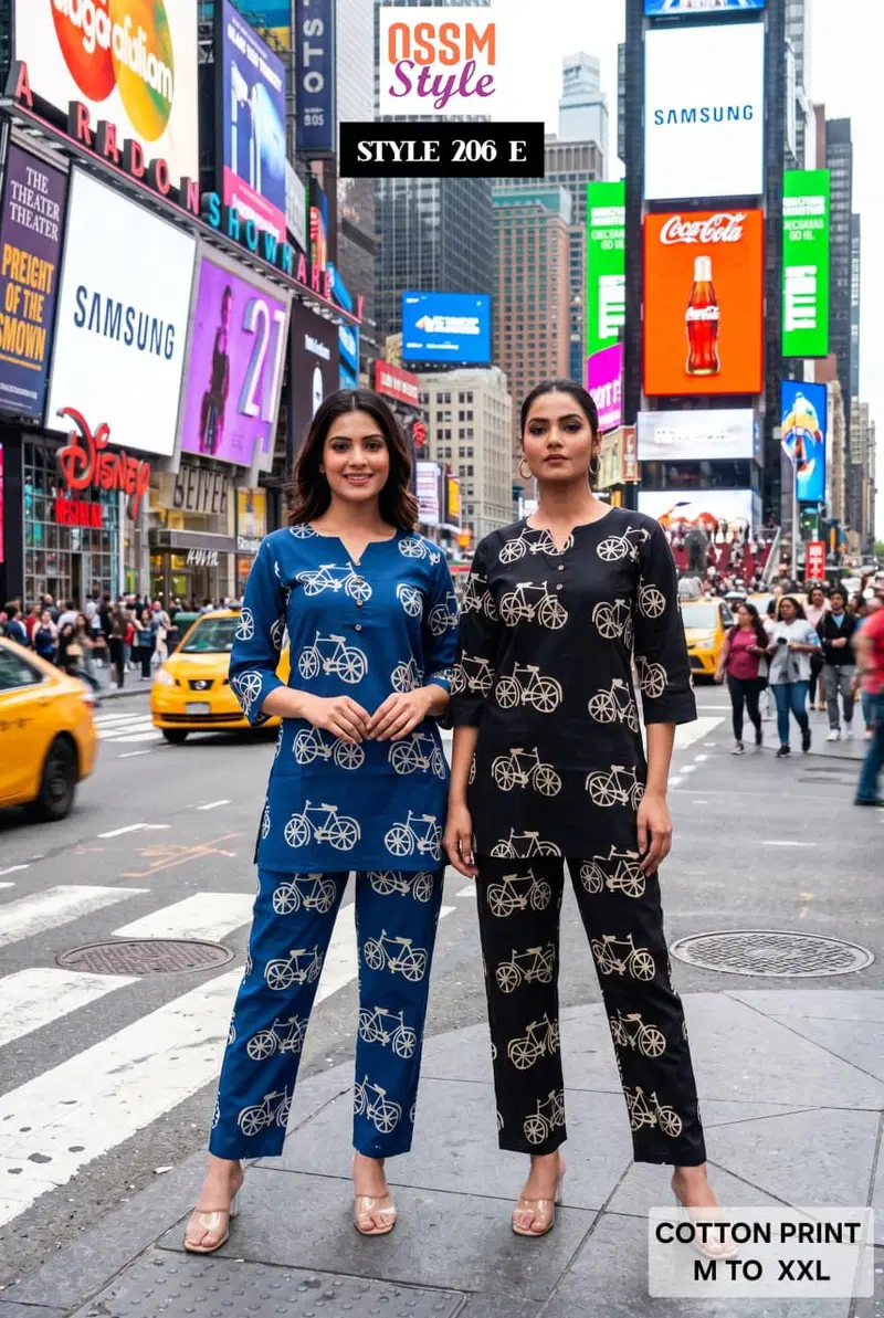 Ossm Style 206 Cotton Printed Co Ord Set Collection Wholesale