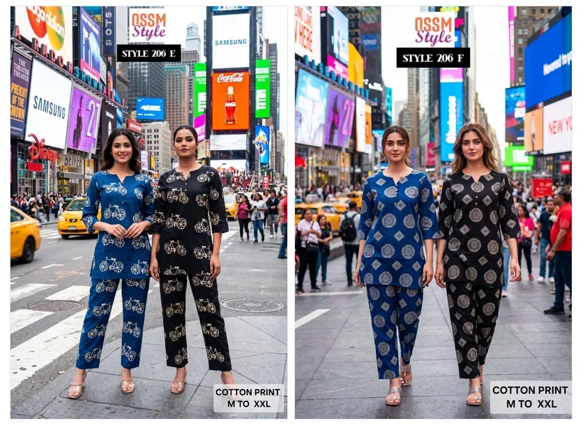 Ossm Style 206 Cotton Printed Co Ord Set Collection Wholesale 5 Ossm Style 206 Cotton Printed Co Ord Set Collection Wholesale