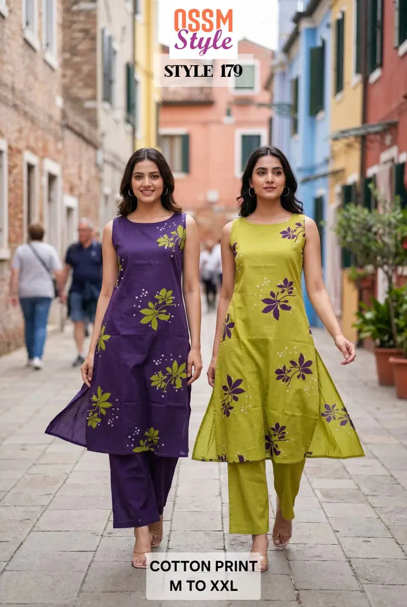 Ossm Style 179 Cotton Printed Kurti With Bottom Wholesale