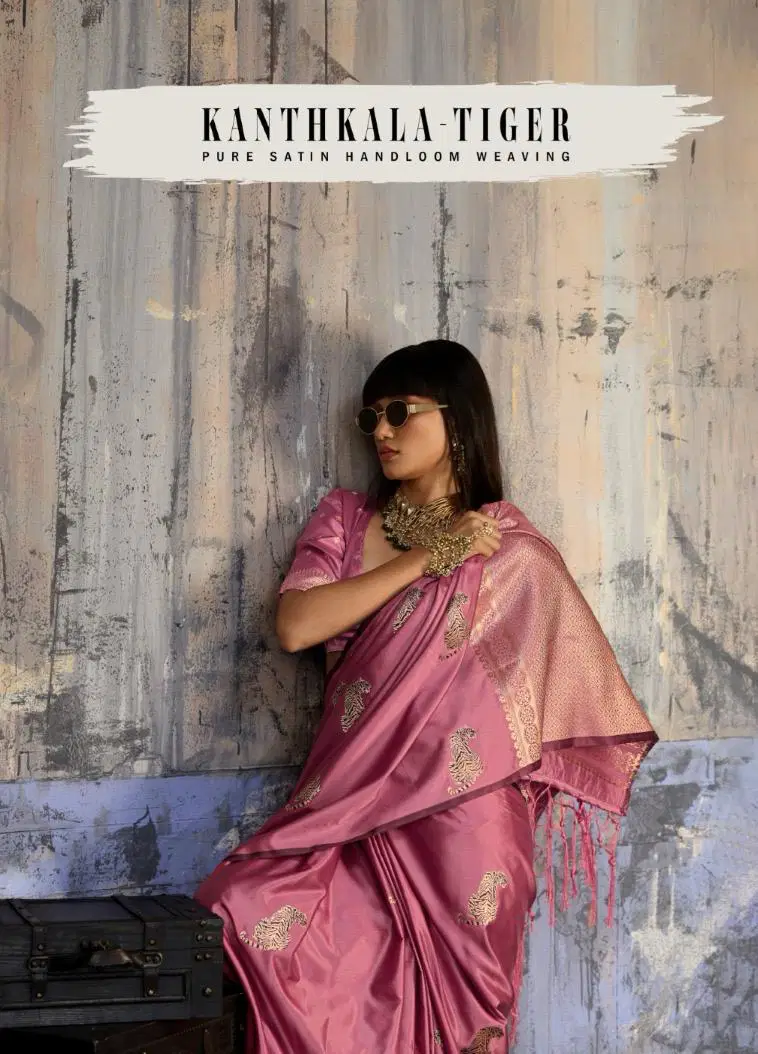 Rajtex Kanthkala Tiger Satin Handloom Weaving Silk Saree Collection Wholesale