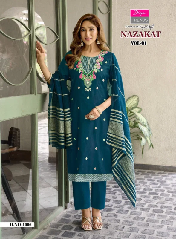 Buy Nazakat Vol 1 By Diya Trends Barlin Embroidered Kurti With Bottom Dupatta Wholesale 2026 8 Buy Nazakat Vol 1 By Diya Trends Barlin Embroidered Kurti With Bottom Dupatta Wholesale 2026