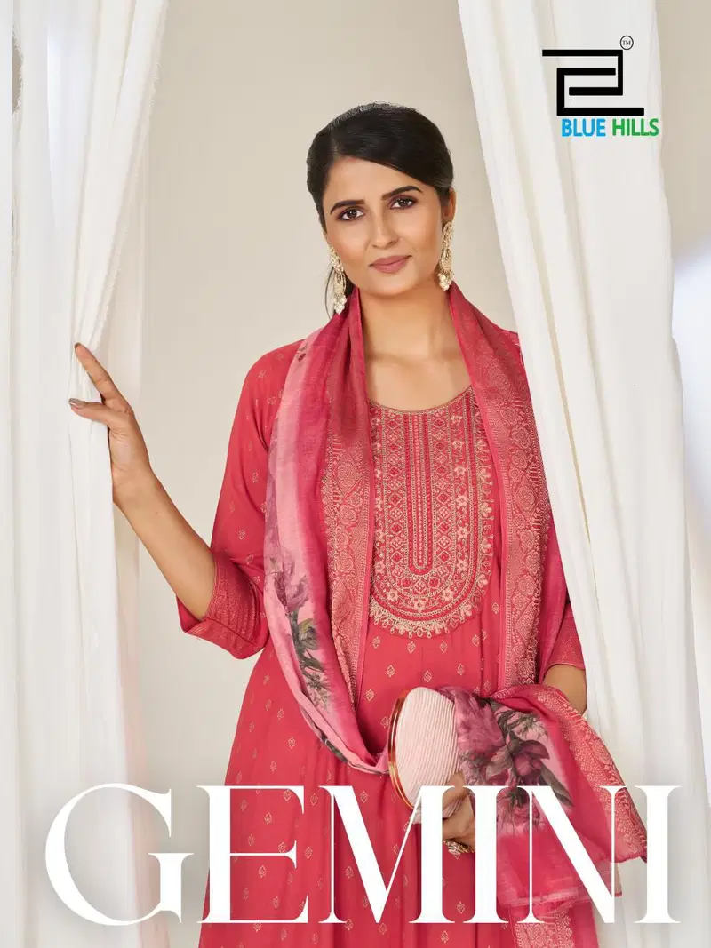 Blue Hills Gemini Rayon Foil Printed Kurti With Bottom Dupatta Wholesale