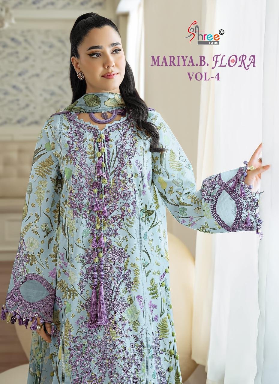 Shree Maria B Flora Vol 4 Cotton Printed Salwar Kameez Collection Wholesale