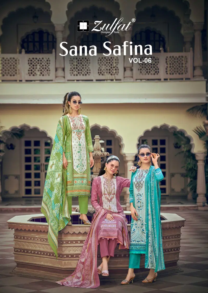 Deepsy Sana Safina Vol 6 Cotton Embroidered Dress Material Wholesale