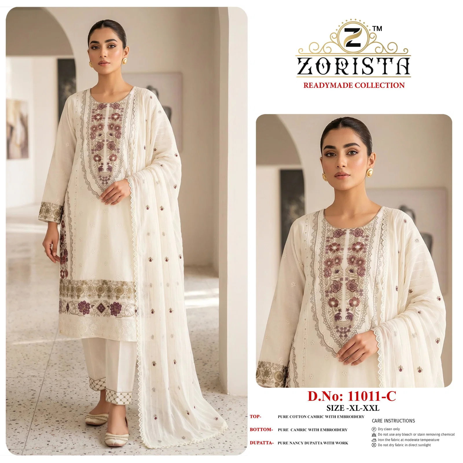 Zorista 11011 A To D Cambric Cotton Embroidered Salwar Kameez Wholesale 5 Zorista 11011 A To D Cambric Cotton Embroidered Salwar Kameez Wholesale