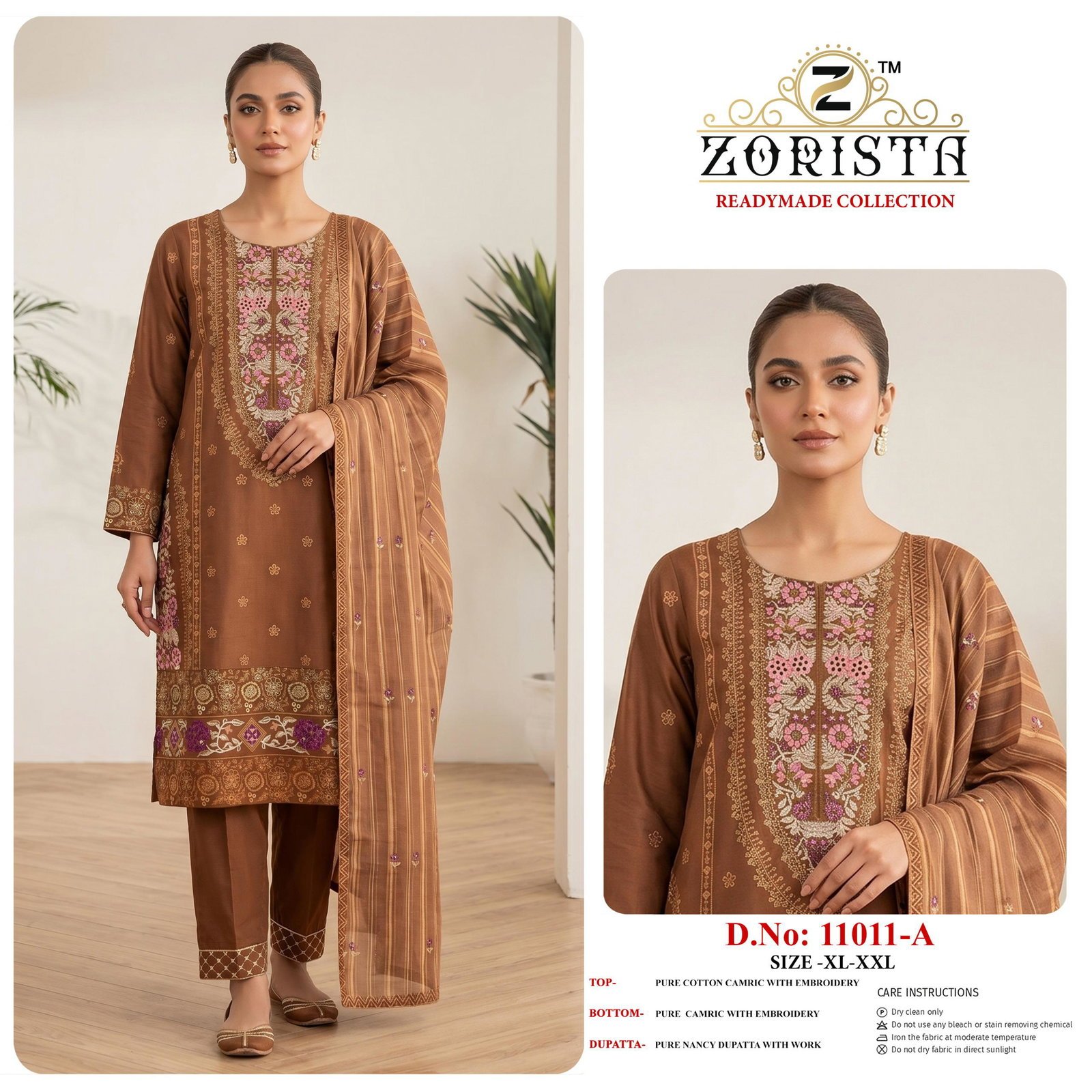 Zorista 11011 A To D Cambric Cotton Embroidered Salwar Kameez Wholesale 4 Zorista 11011 A To D Cambric Cotton Embroidered Salwar Kameez Wholesale